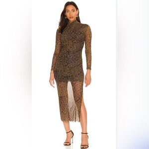 All Saints Animal Print Long Sleeve Dress
